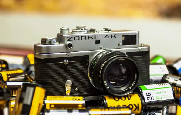 Камера, фотоаппарат, объектив, ZORKI-4K