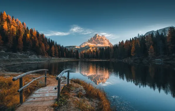 Картинка иней, осень, пейзаж, горы, природа, озеро, Альпы, Италия