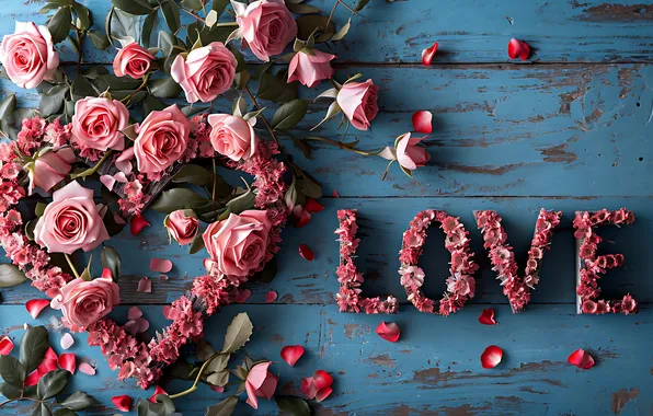 Картинка любовь, цветы, романтика, розы, love, happy, День святого Валентина, flowers