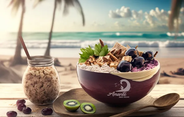 LOGO, BEACH, AMANTE, AÇAI