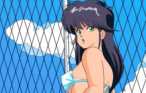 Girl, sexy, cleavage, green eyes, long hair, boobs, anime, beautiful