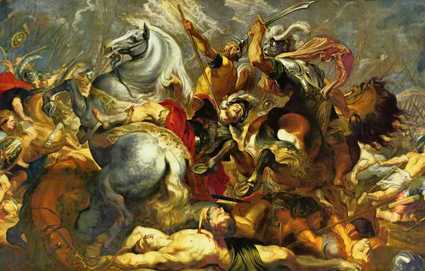 Масло, картина, холст, фламандский художник Питер Пауль Рубенс, «Победа и смерть в битве консула Декия …