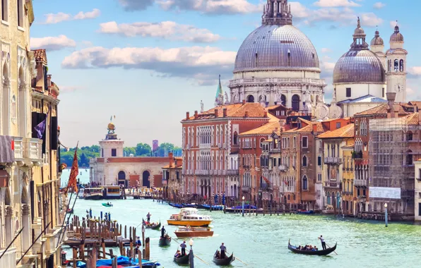 City, город, Италия, Венеция, канал, Italy, panorama, гондола