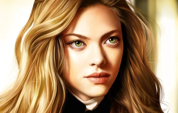 Глаза, взгляд, девушка, рисунок, Amanda Seyfried