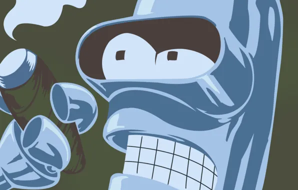 Дым, сигарета, Бендер, Футурама, Futurama, Smoke, Bender, Bender Bending Rodriguez