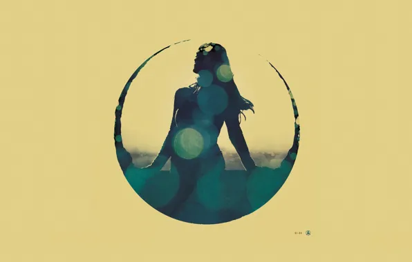 Картинка Девушка, круг, силуэт, обложка альбома, минималистичный.