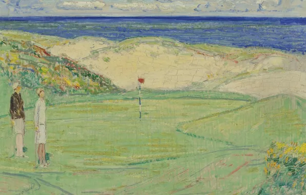 Поле, картина, гольф, Frederick Childe Hassam, Чайльд Гассам, East Course. Maidstone Club