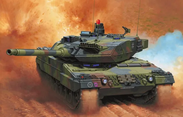 Картинка рисунок, танк, германия, Enzo Maio, бундесвер, ОБТ, Леопард 2А6