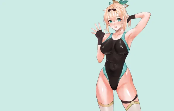 Girl, hot, sexy, anime, blonde, swimsuit, babe, swimming