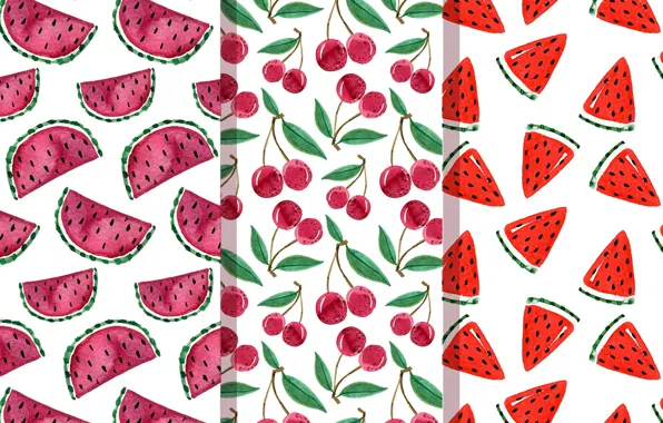 Картинка лето, фон, текстура, арбуз, фрукты, patterns, fruit, watercolor