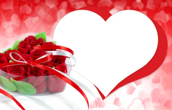 Картинка фото, Цветы, Сердце, Розы, День святого Валентина, Праздники