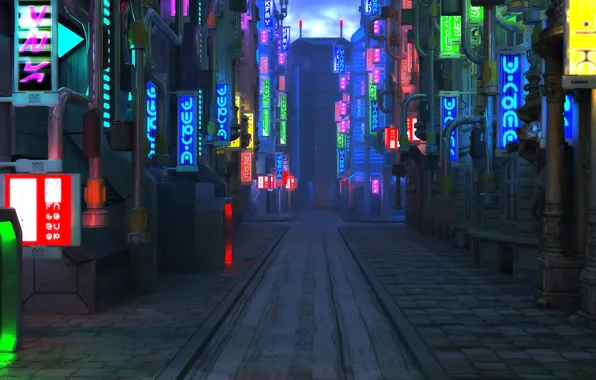 Картинка улица, тротуар, Blade Runner Future City