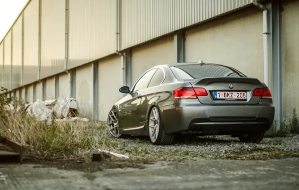 Картинка бмв, BMW, silver, wheels, серебристая, rear, E92