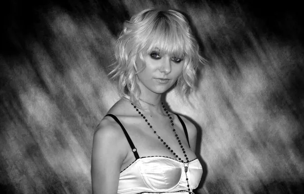 Взгляд, модель, певица, Taylor Momsen, Тейлор Момсен, черно белая, гитаристка, Taylor Michel Momsen