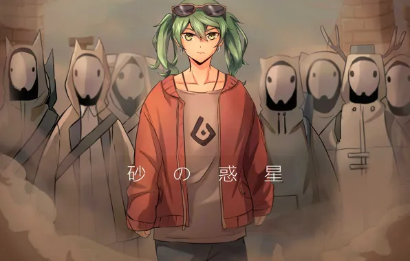 Девушка, люди, маски, Hatsune Miku, Vocaloid, Вокалоид, плащи, Хатсуне Мику