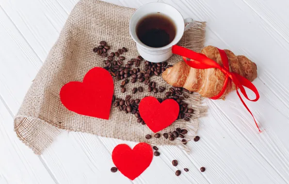 Картинка любовь, сердце, кофе, зерна, чашка, love, heart, cup