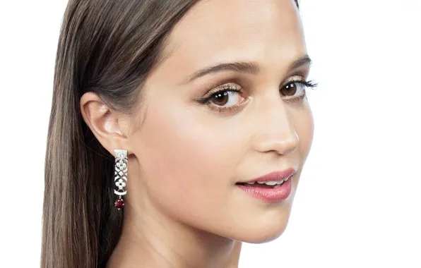 Взгляд, лицо, серьги, актриса, Швеция, Алисия Викандер, Alicia Vikander