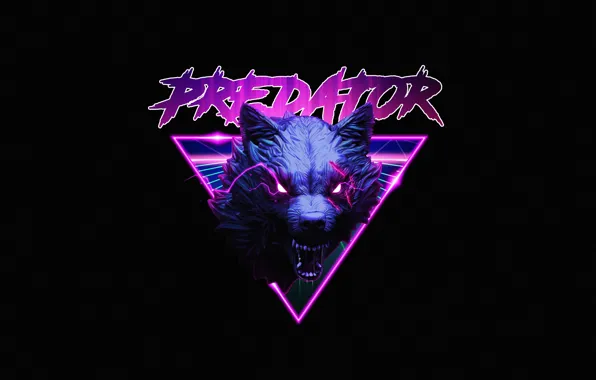 Стиль, Пасть, Фон, Волк, Морда, Predator, Style, Neon