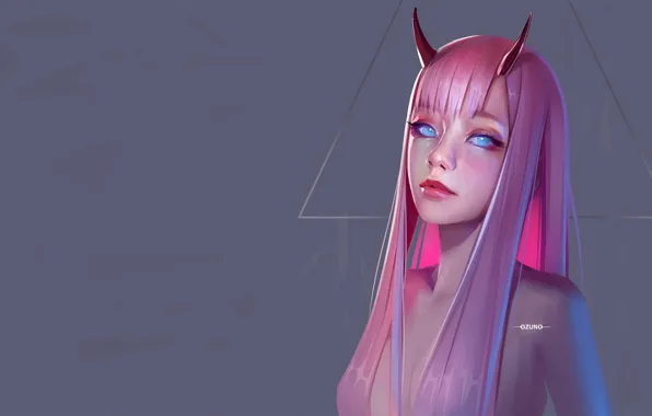 Взгляд, девушка, арт, 002, Darling In The Frankxx, Милый во Франксе