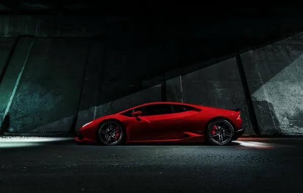Картинка Lamborghini, Red, Chicago, Side, V10, Supercar, Exotic, Huracan