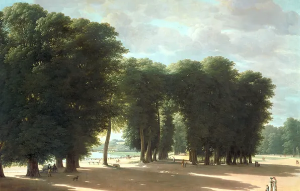 Картинка пейзаж, масло, картина, холст, Питер Рудольф Клейн, Вход в Парк Сен-Клу в Париже