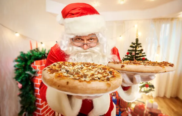 Праздник, Рождество, Новый год, пицца, выпечка