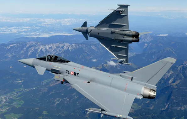 Картинка Горы, Eurofighter Typhoon, Кокпит, Многоцелевой Истребитель, ВВС Австрии