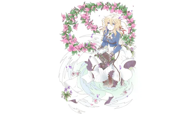 Девушка, фон, Violet Evergarden
