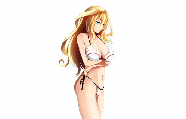 Girl, sexy, cleavage, long hair, boobs, anime, blue eyes, beautiful
