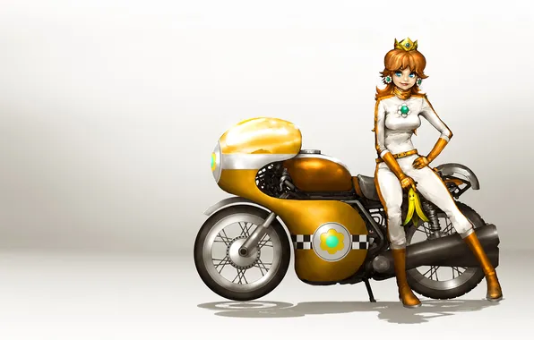 Мотоцикл, art, Mario Kart 8, Princess Daisy