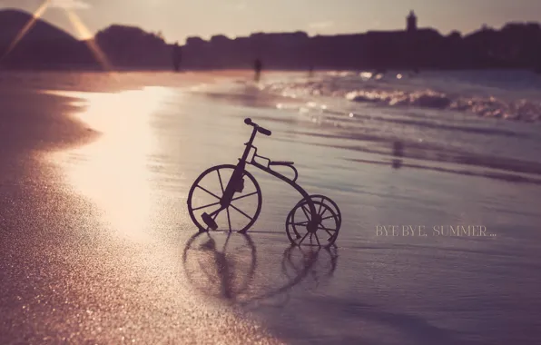 Море, закат, велосипед