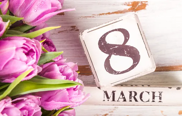 Картинка цветы, тюльпаны, розовые, 8 марта, pink, tulips, 8 march