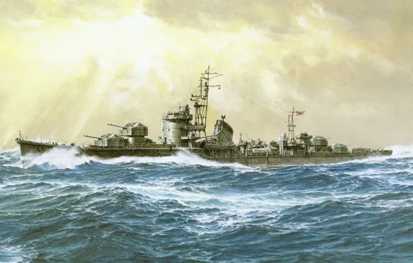 Корабль, арт, флот, военный, японский, эсминец, WW2, destroyer