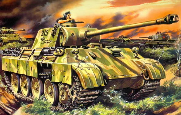 Картинка рисунок, пантера, вторая мировая, немцы, вермахт, средний танк, Sd.Kfz. 171, Großdeutschland