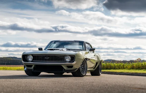 Дорога, Трава, Chevrolet, 1969, Camaro, Фары, Диски, Chevrolet Camaro