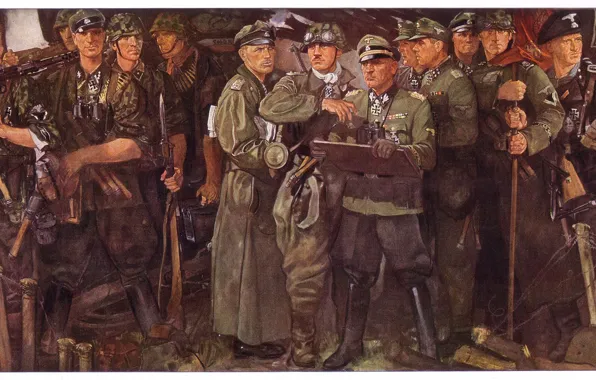 Картинка Рисунок, Немцы, MG 42, MP 40