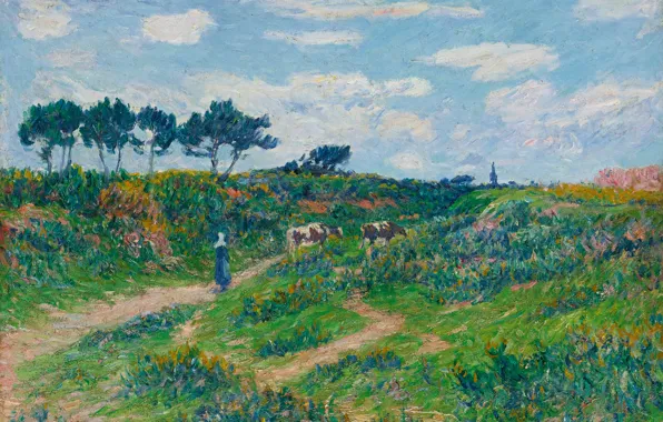 Пейзаж, картина, Дорога через пустошь в Бретани, Анри Море