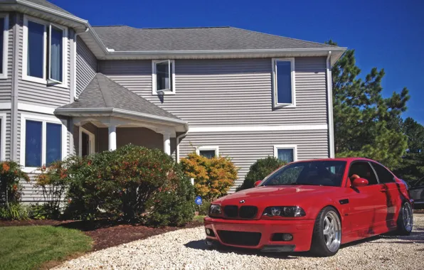Картинка BMW, House, E46, Bushes, M3
