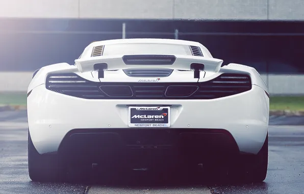 Картинка белый, суперкар, white, supercar, back, макларен, mp4-12c, Mclaren