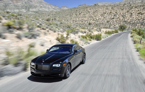 Картинка авто, черный, скорость, Rolls-Royce, black, speed, роллс-ройс, Wraith