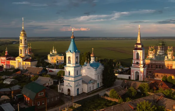 Пейзаж, природа, город, дома, монастырь, Илья Гарбузов, Белёв