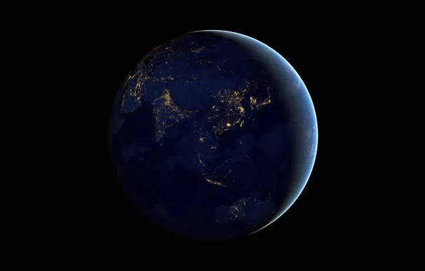 Картинка огни, фото, Австралия, Земля, Азия, NASA