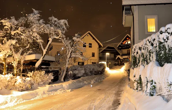 Зима, снег, улица, Winter, Словения, Slovenia