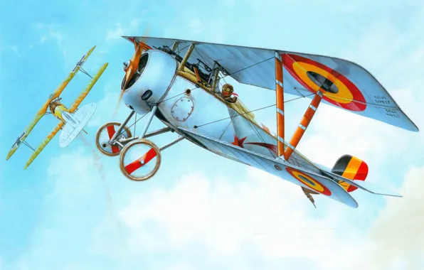 Картинка самолет, истребитель, арт, времена, фирмы, французский, Nieuport Ni-23, WWI