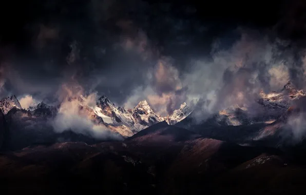 Картинка облака, горы, тучи, Гималаи
