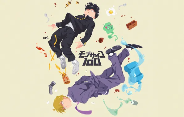 Сила, двое, летают, левитация, Mob Psycho 100, Кагеяма Шигео, Рейген Аратака, Моб Психо 100