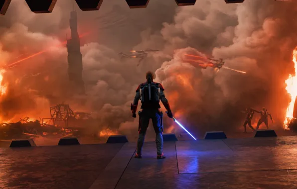 Картинка Star Wars, war, fight, jedi, shield, light saber, by thetechromancer