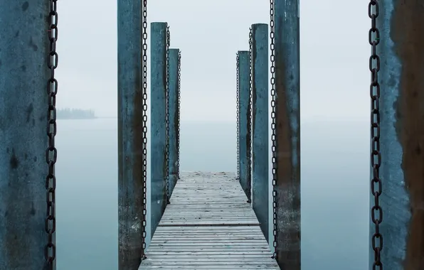 Картинка мост, озеро, опоры