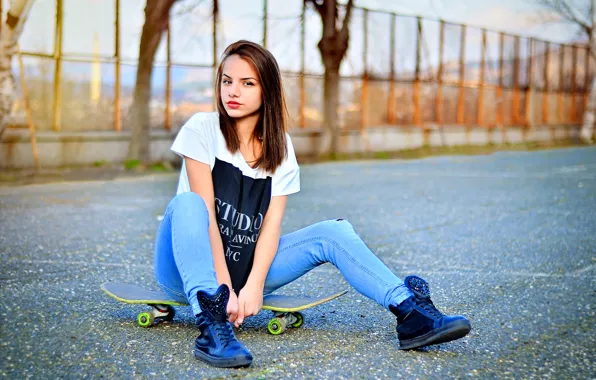 Картинка Girl, Skateboard, Model, Fashion, Portrait, Bulgaria, Ikoseomer, Cekim