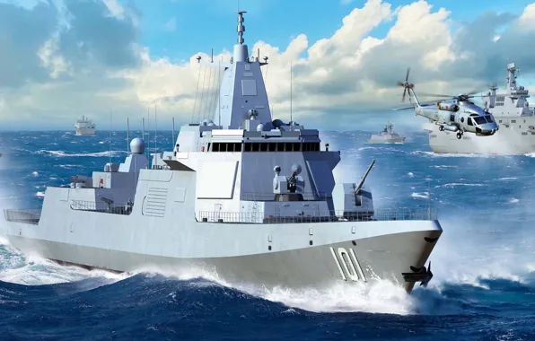 Китай, эсминец, эскадренный миноносец, ВМФ НОАК, Plan, Ли Лао, PLA Navy Type 055 Destroyer